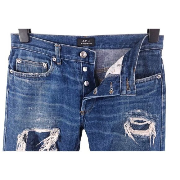 A.P.C. New Standard Japanese Slim Leg Denim Jeans 29 Mens Distressed - Picture 5 of 9